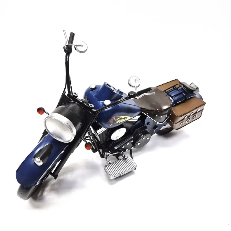 Motocicleta epoca, albastra, din metal, model 12-17